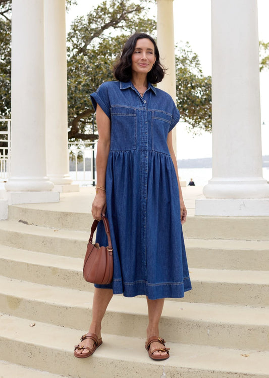 HARPER DENIM DRESS - MID BLUE
